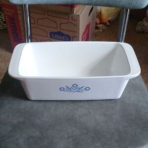 CorningWare White Baking Dish Corn Flower Blue Floral Design
